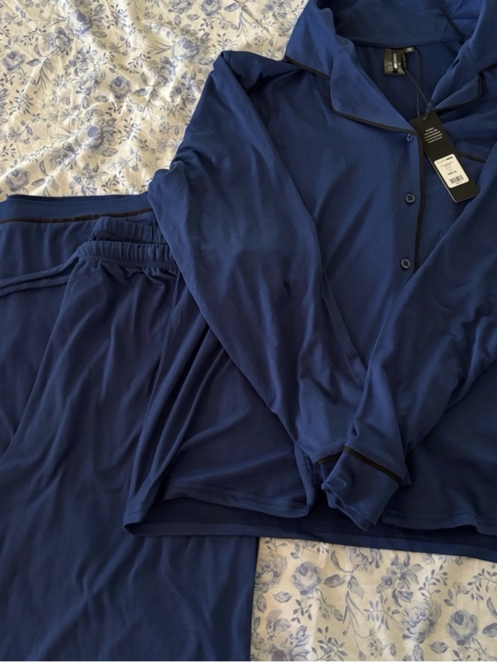 Navy Blue Two-Piece Pajama Set